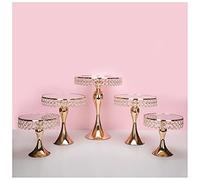 KELUNIS Soporte De Pastel Dorado para Boda, Set De Soportes Redondos para Cupcakes, Platos De Exhibición De Postre De Celebración De Fiesta De Cumpleaños, 5 Juegos (3 Tamaños),Oro