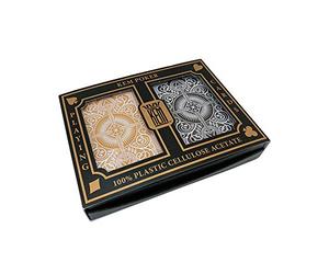 KEM Arrow Black & Gold Wide Jumbo Index. Set de 2 Barajas de Cartas de Poker Calidad profesinal. Indice Jumbo