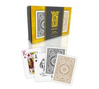 KEM Arrow - Cartas de Juego de plástico Negro y Dorado, índice Jumbo, tamaño de póquer, Cartas de Juego Premium, Cartas de póquer de Grado Casino, 2 Barajas de Cartas