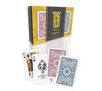 KEM Cartas de plástico Rojo y Azul, índice estándar, tamaño de Puente, Cartas de Juego Premium, Cartas de póquer de Grado Casino, 2 Barajas de Cartas