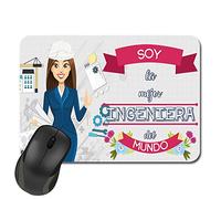 Kembilove Alfombrilla ratón - Regalos Originales para Mujer y Hombre - Soy la Mejor Ingeniera del Mundo - Alfombrilla de Silicona para Oficina - Multicolor