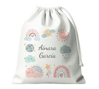 Kembilove Bolsa Merienda Infantil Personalizada - Bolsa de Cuerdas con Nombre para Guardería y Almuerzo - Saquitos de Tela