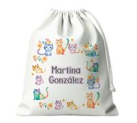 Kembilove Bolsa Merienda Infantil Personalizada - Bolsa de Cuerdas para Guarderia y Almuerzo - Saquitos de Tela Con Nombre para Vuelta al Cole