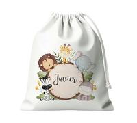 Kembilove Bolsa merienda personalizada - tela guardería - unicornio - almuerzo regalos originales vuelta al cole - bolsas de tela personalizadas con nombre (Selva)