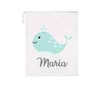 Kembilove Bolsas Infantiles Personalizadas - Bolsa Merienda Personalizado con el Nombre del Niño o Niña - Bolsa Almuerzo Vuelta al Cole - Bolsa Almuerzo Infantil Ballena