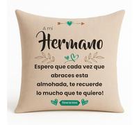 Kembilove | Cojín Hermano Original - Almohada de Lino con Frase Emotiva - Regalo para Mi Hermano - Idea Bonita y Sentimental para Cumpleaños o Navidad - Detalle Familiar Único