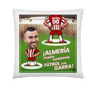Kembilove Cojín Personalizado Almería con Caricatura | Almohada con Foto Nombre y Dorsal | Regalo Original para Aficionados del Almería | Detalle Futbolero Decorativo para Fans