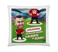 Kembilove Cojín Personalizado HALA Madrid con Caricatura | Almohada con Foto Nombre y Dorsal | Regalo Original para Aficionados del Real Madrid | Detalle Futbolero Decorativo (Osasuna)