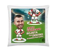 Kembilove Cojín Personalizado HALA Madrid con Caricatura | Almohada con Foto Nombre y Dorsal | Regalo Original para Aficionados del Real Madrid | Detalle Futbolero Decorativo (Rayo Vallecano)
