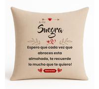 Kembilove | Cojín Regalo para Abuela con Frase Emotiva “Espero Que Cada Vez Que Abraces Esta Almohada…” | Detalle para Día de la Madre, Cumpleaños o Navidad | 40x40 cm (Suegra)