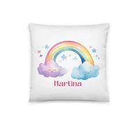 Kembilove Cojines Infantiles - Cojin Personalizado con Nombre - Regalos cumpleaños niños Colegio - Guarderia Regalos - Almohada niños 40X40 CM - Arcoíris