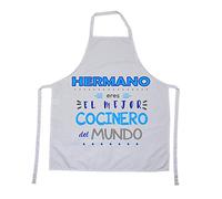 Kembilove Delantal cocina hombre - Regalos personalizados - Delantal con Mensaje Hermano eres el mejor cocinero del Mundo - Regalo original hombre - Regalos originales para hombre