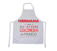 Kembilove Delantal cocina mujer - Regalos personalizados - Delantal con Mensaje Hermana eres la mejor cocinera del Mundo - Que regalar a tu madre - Regalos originales para mujer