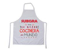 Kembilove Delantal cocina mujer - Regalos personalizados - Delantal con Mensaje Suegra eres la mejor cocinera del Mundo - Que regalar a tu madre - Regalos originales para mujer