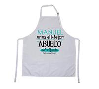 Kembilove Delantal Personalizado Ajustable Eres el mejor abuelo del mundo - Delantales para Padres, Abuelos con nombre personalizado - Regalo Original Abuelo Padre, Cumpleaños