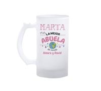 Kembilove® Jarra de cerveza abuela personalizada con nombre | regalo original para la mejor abuela del mundo | detalle bonito y emotivo de nietos a abuela | jarra opaca 500 ml