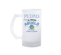 Kembilove® Jarra de cerveza abuelo personalizada con nombre | regalo original para el mejor abuelo del mundo | detalle emotivo y divertido para cumpleaños, navidad o día del padre | jarra opaca 500 ml