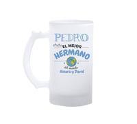 Kembilove® Jarra de cerveza hermano personalizada con nombre | regalo original para el mejor hermano del mundo | detalle divertido y emotivo para cumpleaños o navidad | jarra opaca 500 ml