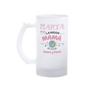 Kembilove® Jarra de cerveza mamá personalizada con nombre | regalo original para la mejor mamá del mundo | detalle emotivo para el día de la madre, cumpleaños o Navidad | jarra opaca 500 ml
