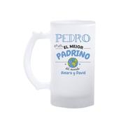 Kembilove® Jarra de cerveza padrino personalizada con nombre | regalo original para el mejor padrino del mundo | detalle emotivo de ahijados para bautizo, cumpleaños o Navidad | jarra opaca 500 m