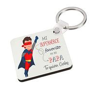 Kembilove Llavero para Padre Personalizado - Llavero Personalizado Cuadrado Mi Superheroe Favorito es mi Papá - Llavero Original para Regalar el día del Padre, Cumpleaños