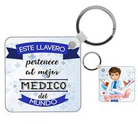 Kembilove Llavero Personalizado Médico - Este Llavero Pertenece al Mejor Médico del Mundo - Regalos Originales para Profesiones - Regalos Personalizados