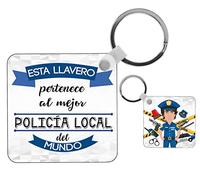 Kembilove Llavero Personalizado Policía Local - Este Llavero Pertenece al Mejor Policía Local del Mundo - Regalos Originales para Profesiones - Regalos Personalizados