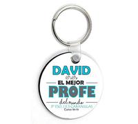 Kembilove Llaveros Personalizados Profesor con Nombre - Llaveros Impresos a 2 Caras para Maestros - Regalo Original para Profesores y Maestros Curso, Graduación - Eres el Mejor Profe Azul