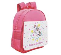 Kembilove Mochila Escolar Infantil con Nombre - Unicornio en la Nube - Solapa Removible Lavable - Mochila Rosa -Guardería Niña Personalizada Regalo Original