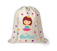 Kembilove Mochila Infantil Personalizada con el Nombre del Niño - Saco Cuerdas Vuelta al Cole de Bailarina - Regalo Original