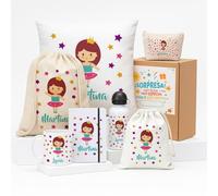 Kembilove Pack Escolar Personalizado Niña Bailarina - Mochila Infantil, Bolsa Merienda, Cojín Decorativo, Neceser, Taza, Libreta y Botella Reutilizable con Nombre