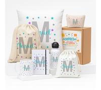 Kembilove Pack infantil personalizado con nombre | Set escolar para niños con diseño de estrellas | Regalo original para cumpleaños, guardería o vuelta al cole