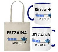 Kembilove® Pack Taza y Bolsa “Ertzaina en Proceso” | Regalo motivador para estudiante Ertzaintza | Oposiciones y Academia Policial | Formación en Seguridad Pública