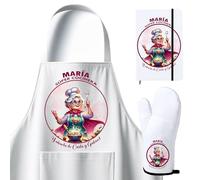 Kembilove Regalo Dia de la Madre - Pack Dia de la Madre Personalizado - Delantal Cocina - Manoplas Horno - Recetario - Regalos para Abuela - Abuelita Eres una Súper cocinera