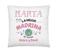 Kembilove Regalo Madrina Personalizado | Cojín para Madrina con Nombre | Regalos Originales para Mujer | Detalle Emotivo Día de la Madre Cumpleaños Navidad Amigo Invisible | Almohada 40x40 cm