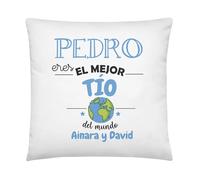 Kembilove Regalo Personalizado Tio | Cojín con Nombre y Mensaje de Sobrinos | Regalo Original Tito | Detalle Emotivo Cumpleaños Navidad Amigo Invisible | Almohada Personalizable 40x40 cm