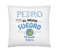Kembilove Regalo Suegro Personalizado | Cojín para Suegros con Nombre | Regalo Original para Hombre | Detalle Emotivo Día del Padre Cumpleaños Navidad | Almohada 40x40 cm Personalizable