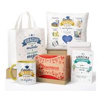 Kembilove Regalos para Opositores, Detalle Plaza Funcionario Aprobado | El pack incluye: taza, cojín, bolsa reutilizable y tarjeta con sobre, en caja de regalo. Premio a su esfuerzo.