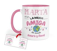 Kembilove Taza Amiga Personalizada | Regalo original mejor amiga con nombre y dedicatoria | Detalle emotivo cumpleaños amistad | Tazas personalizadas amigas café mujer
