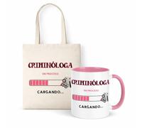 Kembilove® Taza + Bolsa Criminología | Regalo Original para Criminóloga | Set Personalizado para Estudiantes y Profesionales de Criminología y Ciencias Forenses