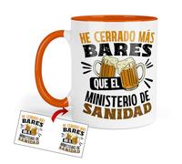 Kembilove Taza Cerámica Divertida con Frase de Cerveza - Regalo Gracioso para Amigos Graciosos - Diseño He Cerrado Más Bares Que el Ministerio de Sanidad - 325 ml, Apta Microondas y Lavavajillas
