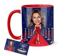 Kembilove® Taza Cumpleaños Mujer Divertida | Personalizada con Caricatura y Edad | Regalo Original y Gracioso para Ella | Cerámica 330ml | Estilo Hollywood | Edición Limitada