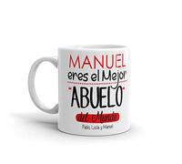 Kembilove Taza de Café Abuelo Eres el Mejor del Mundo - Taza de Desayuno con Nombre Personalizado - Taza de Café y Té para Abuelos - Taza de Cerámica Impresa - Tazas de de 350 ml para Abuelos