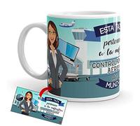 Kembilove Taza de Café de la Mejor Controlador aérea del Mundo - Taza de Desayuno para la Oficina - Taza de Café y Té para Profesionales - Taza de Cerámica Impresa - Tazas de 350 ml