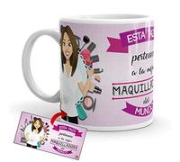 Kembilove Taza de Café de la Mejor Maquilladora del Mundo - Taza de Desayuno para la Oficina - Taza de Café y Té para Profesionales - Taza de Cerámica Impresa - Tazas de 350 ml para Maquilladoras