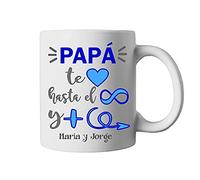 Kembilove Taza de Café Padre Personalizada - Taza de Desayuno Papá Te Quiero hasta el Infinito - Tazas de Café y Té para Papas - Taza de Cerámica Impresa - Regalo Original Taza de 350 ml