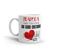 Kembilove Taza de Café Pareja - Taza de Desayuno Eres mi mas bonita Casualidad Rojo con nombre Personalizado - Taza de Café y Té para Enamorados - Tazas para Parejas de 350 ml San Valentín