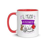 Kembilove Taza de Desayuno del Mejor Veterinario del Mundo - Tazas de Café para Profesionales y Trabajadores para la Oficina - Tazas de Té en Color de Profesiones - Taza de Cerámica de 350 ml