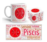 Kembilove Taza de Desayuno Horóscopo de Piscis - Taza de café de Signo del Zodiaco Piscis - Tazas de Café y Té Horóscopo Leo - Regalo Original para Parejas, Amigos, Familiares, Cumpleaños