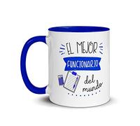 Kembilove Taza de Desayuno Personalizada El Mejor Funcionario del Mundo - Tazas Originales para Regalar - Regalos Personalizados - Regalos Originales para Hombre - Tazas Originales